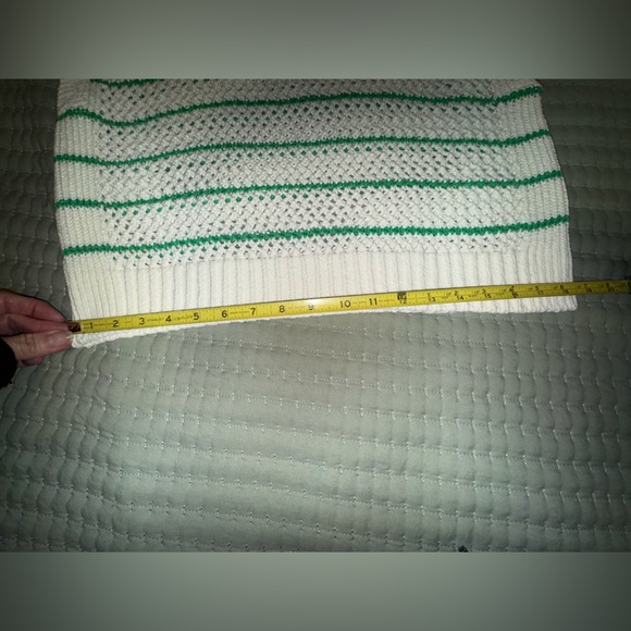 Madewell Crew Neck Open-Stitch Sweater Tee in Green Stripe. Size Small. NWT - Picture 10 of 16